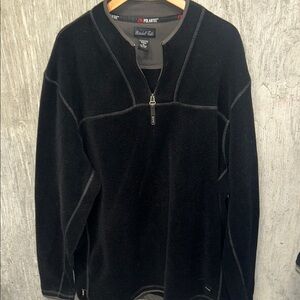 Marshall Fields Polartec‎ Black Men's Quarter Zip-Up Fleece Sweater XL